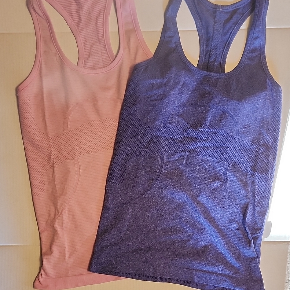 2 Lululemon Racerback Tank Tops Pink/Blue